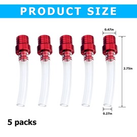 TSUGAMI 5PCS Motorcycle Gas Fuel Tank Cap Vent, Breathing Tube Hose Two-Way Fuel-Saving Vent Breather Cap, CNC Aluminum PVC Vent Hose Tube for All Dirt Bike Off-Road Motorcycles ATVs (Red)