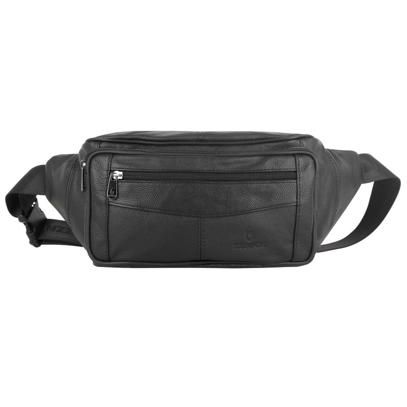 ZZNICK Large Size Genuine Leather Fanny Pack/Waist Bag/Organizer with Adjustable
