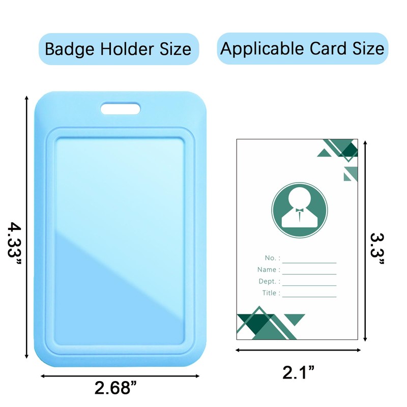 Larpur 2 Pack Sliding ID Badge Holders Hard Plastic Vertical