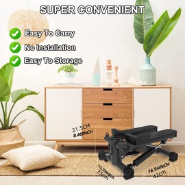 OCACA Mini Steppers for Exercise, Stair Stepper with Resistance Bands, Mini Stepper with 300LBS Loading Capacity, Hydraulic Fitness Stepper with LCD Monitor(Black)