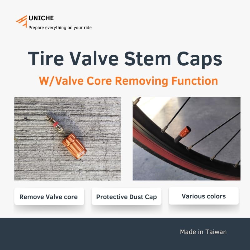 UNICHE 2-in-1 Valve Stem Caps with Valve Core Remover, Universal