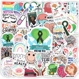 Dunzoom 490 Pcs Mental Health Stickers Mental Health Awareness Decals Gifts Vinyl Laptops Decal Therapy Office Decor for Teens Adults Therapist Gifts Water Bottles