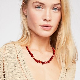Red Necklace Red Coral Choker Necklace for Women Healing Crystal Necklace Carnelian Bead Necklace Summer Surfer Beach Essentials Necklace Red Roman Reigns Necklace Summer Outfits Accessories