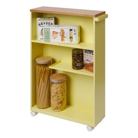 Yamazaki Home Tower Rolling Slim Bathroom Utility Cart with Handle - Storage Shelf Narrow Organizer Rack, 27" - Steel -