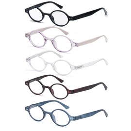 HEEYYOK 3.0 Round Reading Glasses For Women Men 5-Pack,Spring Hinge,Retro Mini Comfort Circle Mens Readers for small face women