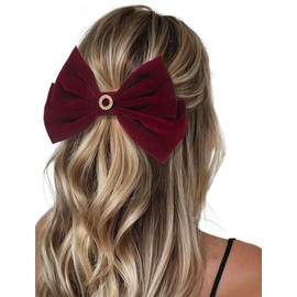 EVOCMEMO Juego de 2 Lazos de Terciopelo para El Pelo: Elegante Lazo Negro Y Burdeos Y Cinta Larga Accesorios Personalizados para El Pelo para Mujeres, Niñas Y Niños Regalo para Bodas, Cumpleaños Y Nav