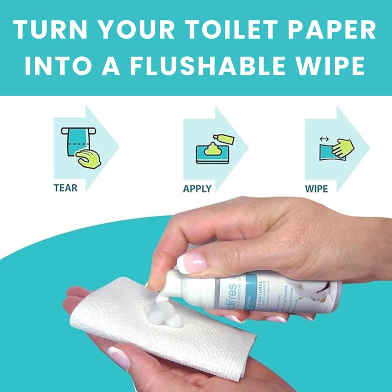Bodifresh Toilet Paper Foam, Liquid Wet Wipe | Plant-Based, Eco