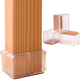 Chair Leg Floor Protectors Rectangular Fit Length 1-15/16" to 2-1/16" & Width 15/16" to 1-3/16" Large Chair Leg Caps Silicone Table Chair Feet Protectors with Felt Pads (16Pack)