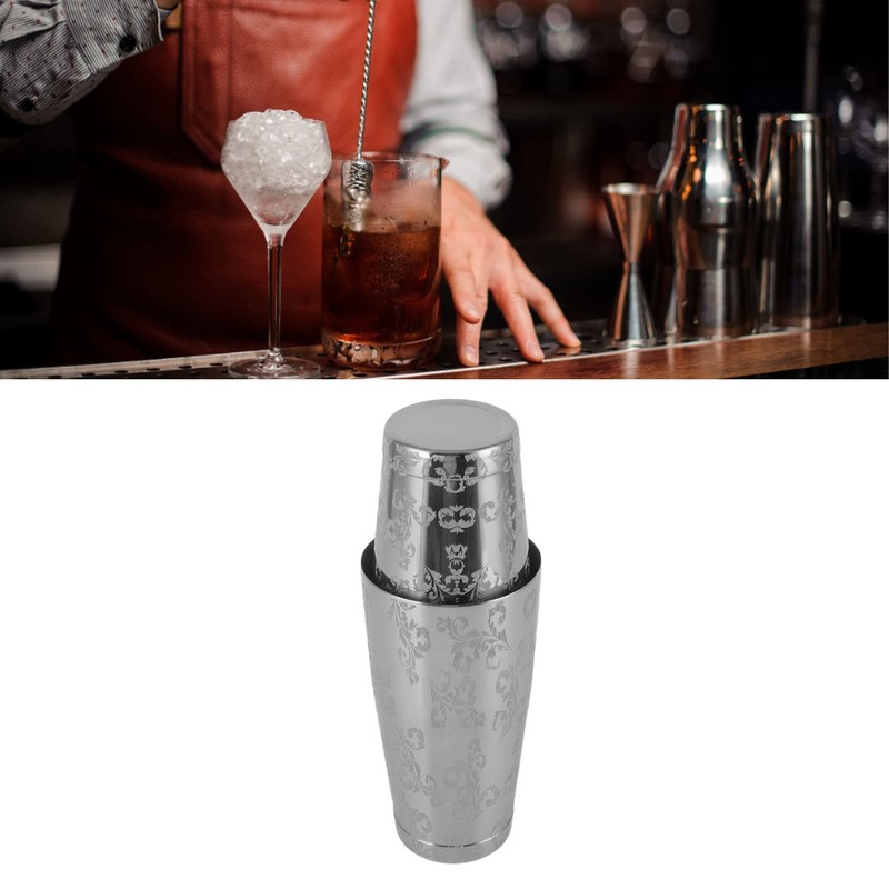 Cocktail Shaker, Stainless Steel Boston Shaker, Engraved Drink Shaker for