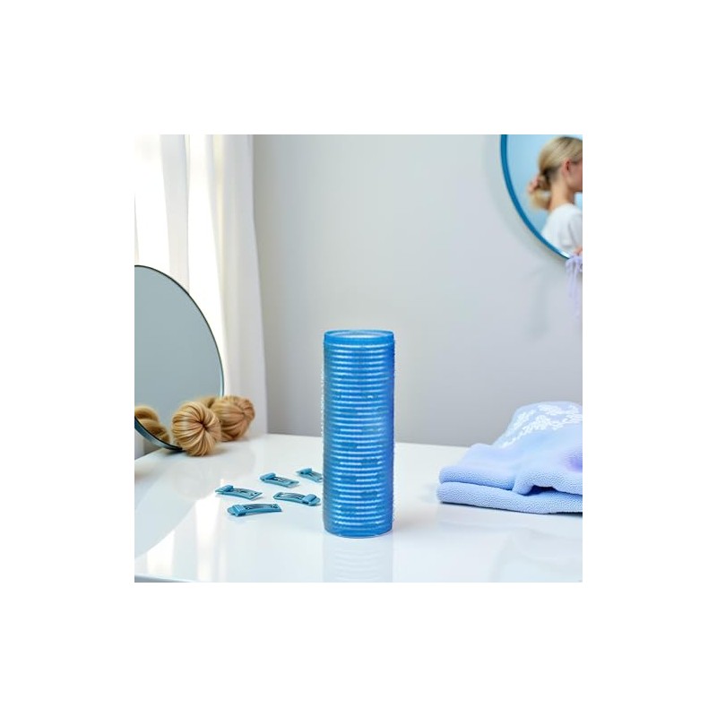 Blue Self Grip Hair Rollers, Heatless Hair Roller Sets with