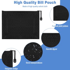Zipper File Bags,6 Pcs A5 Wallets Bank Bag with Zip Travel A5 Document Wallet Waterproof Oxford Cloth Zipped Pouch 24 x 18 cm for Document Folder,Toiletry Bag,Money Folder(Black)