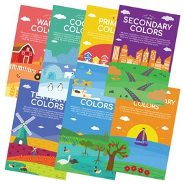 Quarterhouse 7 Poster Color Theory Set, Art Classroom Learning Materials for Pre-K and K-12 Students and Teachers, 12 x 18 Inches, Made in USA
