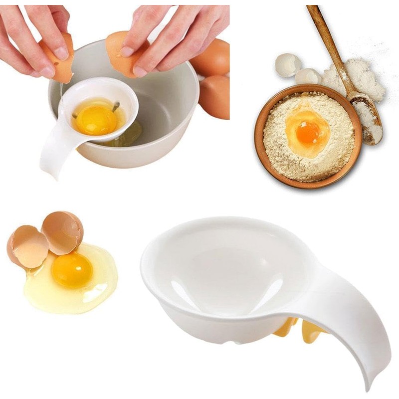 1Pc White Egg White Yolk Separator,Egg Separator for Raw Eggs,Bowl-Clip