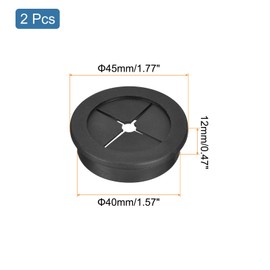 sourcing map 2 Pcs Cable Cord Grommet, 1-9/16 Inch (40mm) Desk Grommet Flexible Rubber Grommets Wire Hole Cover Pass Through for Office Computer Desk Wire Organizer, Black