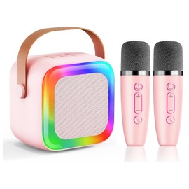 SECULEAD Mini Karaoke Machine for Kids Teen Adults with 2 Wireless Microphones and LED Lights, Bluetooth 5.3 Connectivity, Toys for Party, Home, Gifts for 4 5 6 7 8 9 10 11 12+ Years Girls Boys