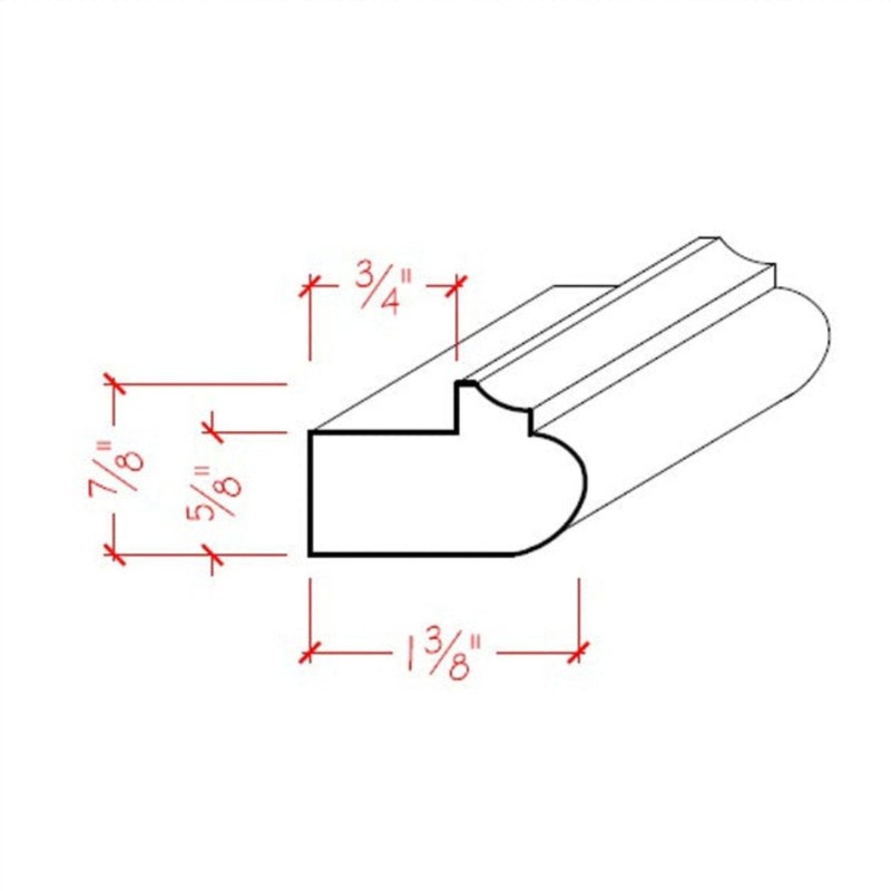 EWLR12 Kitchen Cabinet Light Rail 1-3/8" Wide x 7/8" Trim.