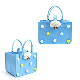 MYLERCT Felt Bag Small, Felt Bags, Blue Felt Bags Shopper, 30 x 20 x 18 cm, with Carry Handle, Shopping Bag Felt, for Everyday Storage, Shopping, Gift