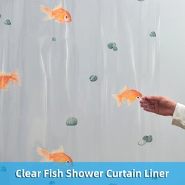TZTZBO Goldfish Clear Shower Curtain, 78" W x 72" L Waterproof Lightweight Fish Shower Curtain Liner, PEVA Long Bath Fashion Shower Curtains with 12 Grommets Hooks for Bathtub Bath Bathroom