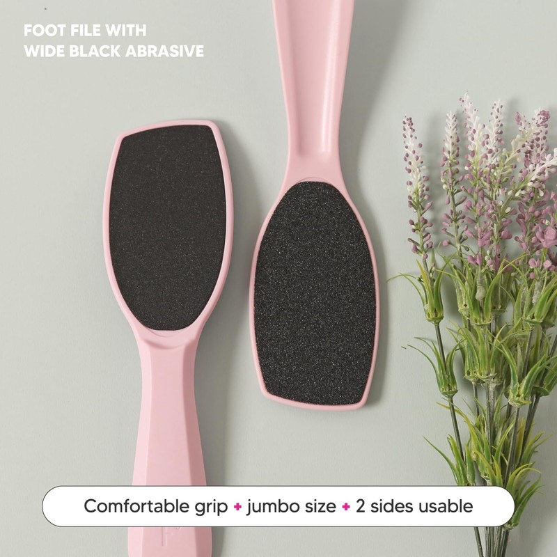 F3 Systems, Wide Emery Foot File(Pink), Double-Sided Pedicure Tool, Colossal