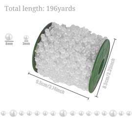 Fbshicung 196 Feet Artificial Pearl Beads Garland Plastic Pearl Strands Chain Pearl String for Crafting Wedding Decoration Party Centerpieces Bridal Bouquet Crafts Flower DIY Supplies (White)