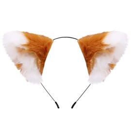dressfan Cat Ear Headband Fox Ears Hair Band Cute Ear Hair Accessories for Anime Cosplay Costume Party Decoration Costume Dressing Parties - brown-white