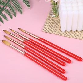 5 PCS Acrylic Nail Brush Set, Size 4/8/10/12/16# Professional Nail Brush Acrylic Brushes for Nails Art Brushes Set Nails Art Design Pen Painting Tools for Acrylics Powder 3D Nail-Art Extension Carving