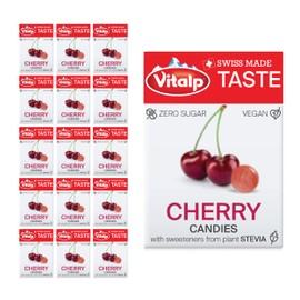 Vitalp Taste, Swiss Made, Sugar Free Candy with Stevia, Vegan, Cherry Flavor, 25g/0.88 Ounce Packs, 16 Boxes