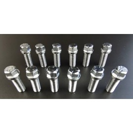 RSRacing SBC Chevy Chrome 6pt Header Bolt 12pc Kit 3/8"-16 x 1" 283 327 350 400