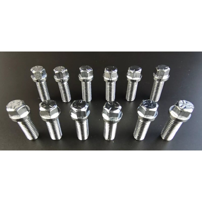 RSRacing SBC Chevy Chrome 6pt Header Bolt 12pc Kit 3/8"-16