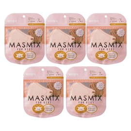 【まとめ買い】MASMiX KIDS バイカラーマスク 立体タイプ 35枚入（7枚×5個セット） ピンク×ロータス