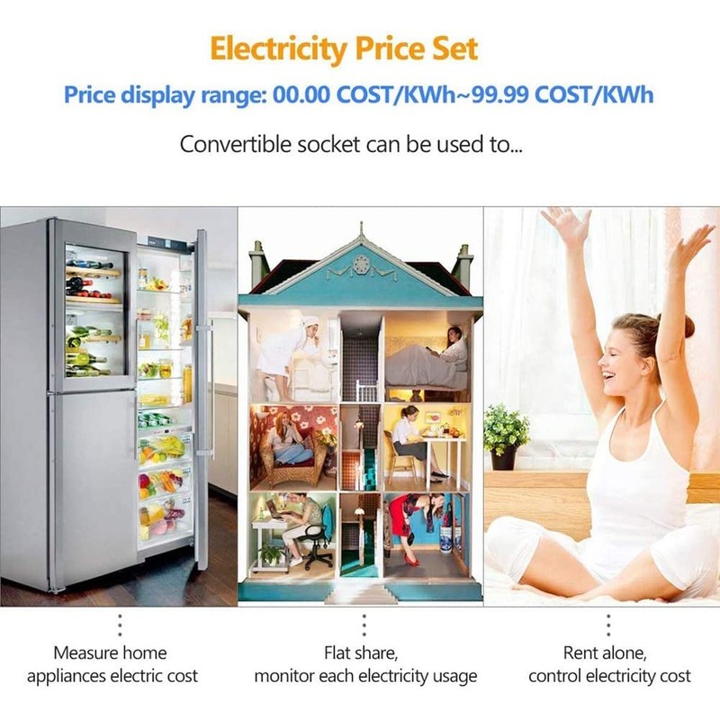 Power Meter Plug Energy Monitor Watt Backlight LCD Display Electricity