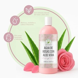 Agua De Rosas Con Aloe Vera Hidratante Facial Productos Mart Mexico 1 Litro