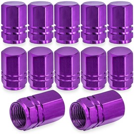 MEAJOO 12PCS Tire Valve Stem Caps, with Rubber O-Ring, Corrosion Resistant Leak-Proof, Aluminum Alloy Universal Wheel Valve Covers for Cars, SUV, Trucks, Bikes, Motorcycles, Bicycles(Purple)