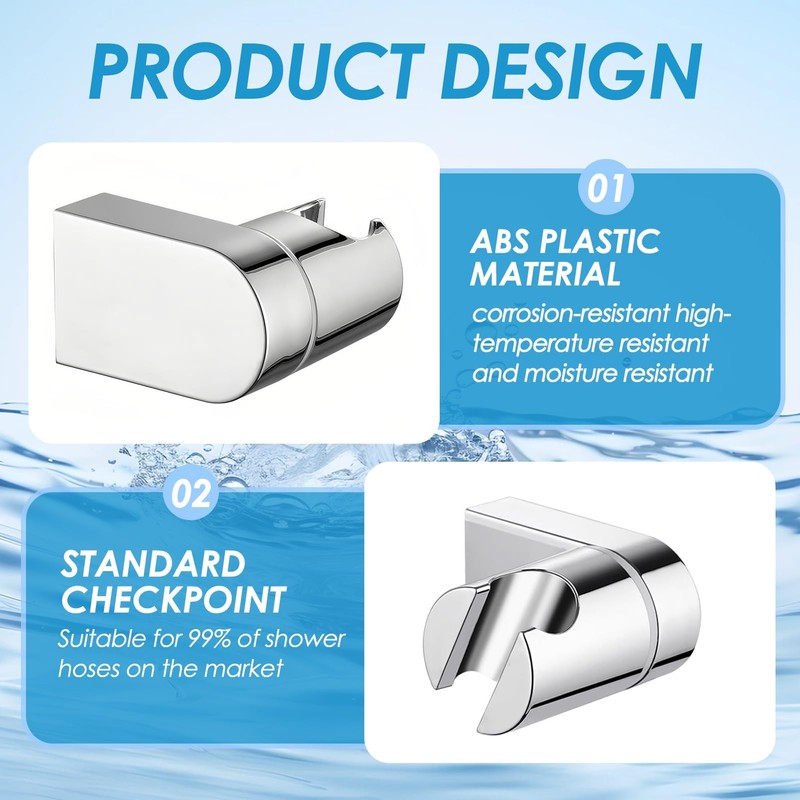 Shower Head Holder Universal 360°Adjustable Angle Chrome Plated Shower Holder