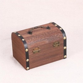 Yulakes Wooden Money Boxes Piggy Bank Coin Box / Wooden Treasure Chest with Lock Retro Wooden Treasure Chest Money Box Wooden Chest Wooden Box Storage Boxes (M)