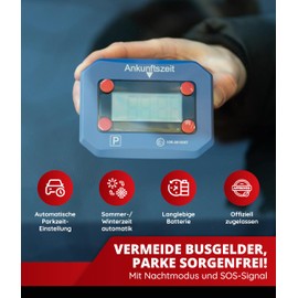 Thomatex® Electronic Parking Disc with KBA Approval - Automatic Parking Time Activation, Summer/Winter Time Change, Night Mode - 2 Displays