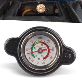 Shakas 1 PC Car 1.8 Bar Radiator Cover, with Real-time Temperature Monitoring Function, Tight Fit Leak-proof Seal Water Tank Cover, Compatible with Yamaha Honda Kawasaki Suzuki Husqvarna (Black)