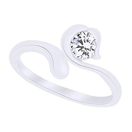 AFFY White Cubic Zirconia Constellation Zodiac Sign Astrology Opening Adjustable Rings in 14K White Gold Over Sterling Silver