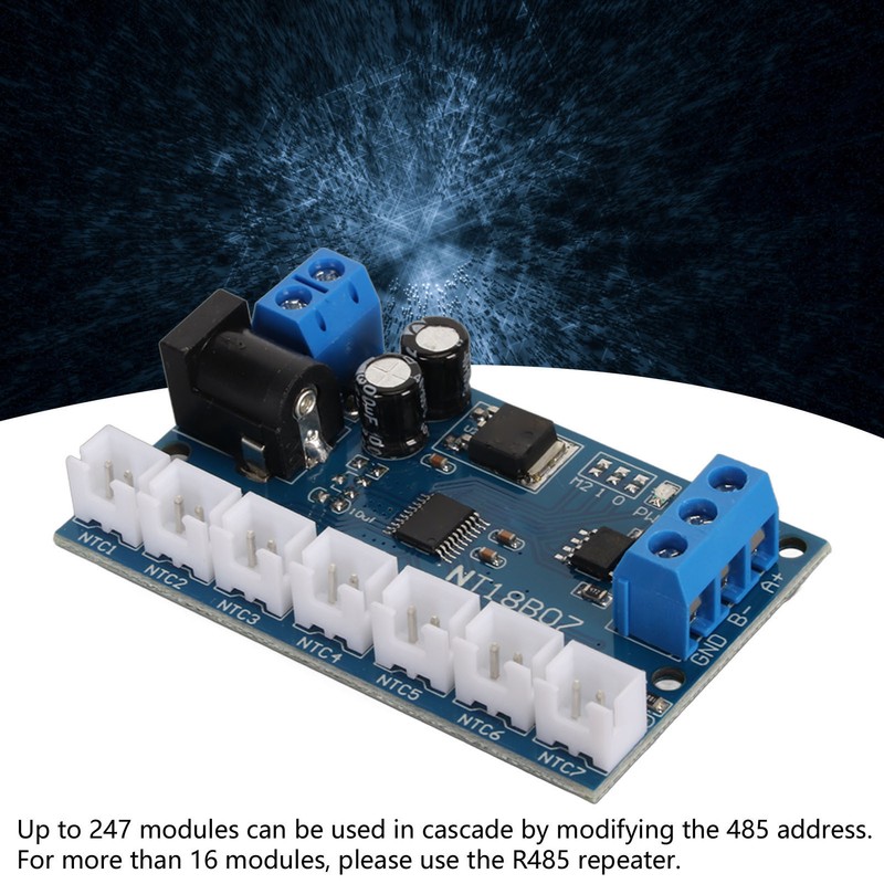 7 Channel RS485 Module NTC Temperature Sensor Measurement MODBUS RTU