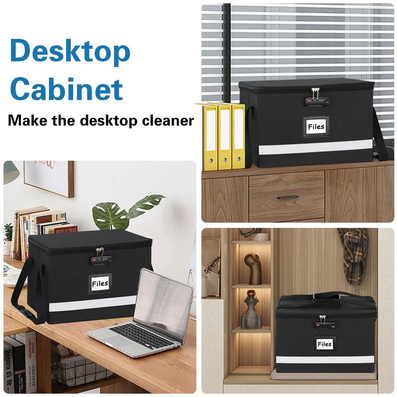 DSDCDJ File Box with Lock - Portable File Organizer Box