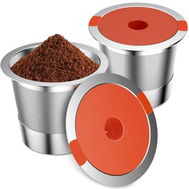 Reusable K Cups and Coffee Pods,Universal Stainless Steel K Cups for Keurig 2.0 and 1.0 Coffee Makers Machine Non-BPA(2 pack)