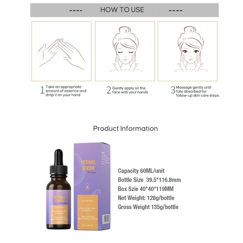 Retinol Serum 60ml Moisturizing Fine Skin Lighten Fine Lines Hydrating