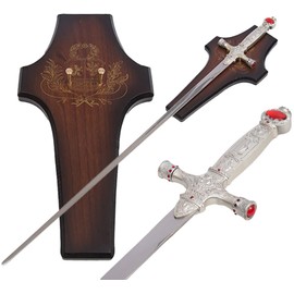 Griffin Wizard Medieval Sword - Metal Magic Knight Movie Weapon Replica - Knights Templar Decor Swords Real Weapons with Wood Plaque (Sword with Plaque)