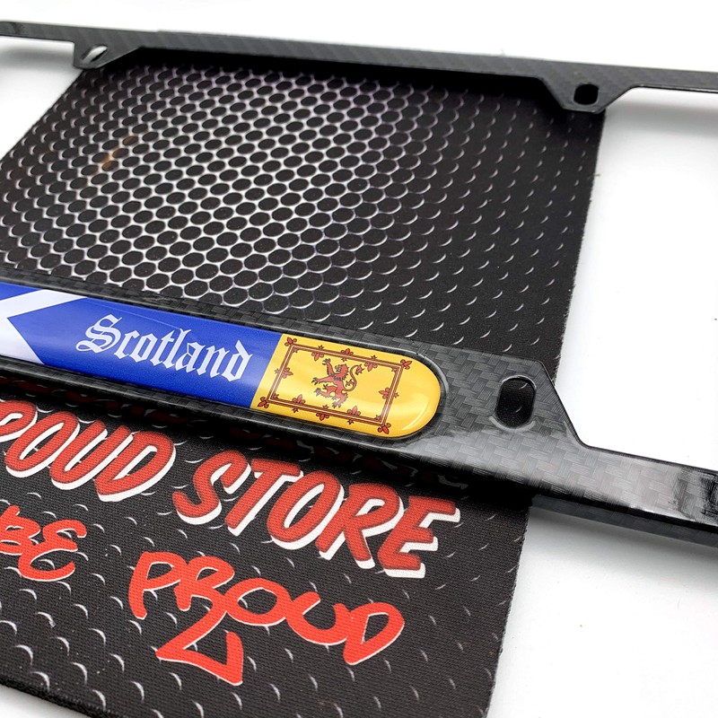 Scotland Flag Domed Carbon Look License Plate Frame -US Size-