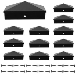 MYLFBT 12PCS Aluminum Pyramid 4x4 Wood Fence Post Caps (True/Actual 3.5"x 3.5"), Post Caps 4x4 Cover with Matte Finish Powder Coated Surface,Water-Proof UV-Proof,Keep Post from Cracking and Rotting