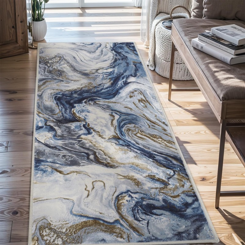 2x8 Runner Rug for Hallways Kitchen Modern Abstract Washable Runner