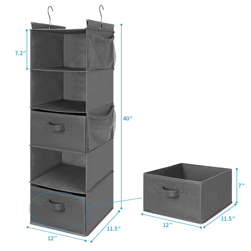 MAX Houser 5 Tier Shelf Hanging Closet Organizer, Cloth Hanging