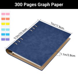 Yarotm Notizbuch A5 Kariert - Ring Binder Notizblock - 14x21cm Tagebuch Spiralblock A5-100g/m² Kariert 5mm Notebook - 150 Blatt Nachfüllbar Notizheft A5 - Dunkelblau Notizbuch Leder PU