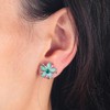 CiNily Flower Earrings, Opal Stud Earrings for Women 14K White