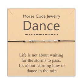 PLITI Dance Morse Code Bracelet Dance Lover Gift Dance Teacher Appreciation Gift Dance Team Inspirational Gift (Dance Rain Morse bgU)